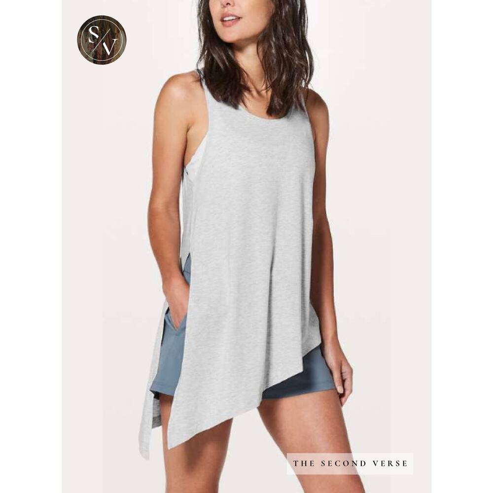 Lululemon Activewear Top Light Heather Grey To The Point Tank Size 10 - Picture 2 of 12